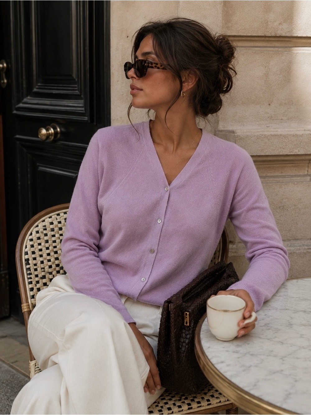 Vince 100% Cashmere Lavender V Neck Cardigan Sweater 3X Quiet Luxury Minimalist